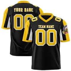 Black Gold-White Color Block Raglan Sleeves Football Jersey 1