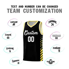 Black Gold White Diamond Stripe Side Basketball Jersey 4