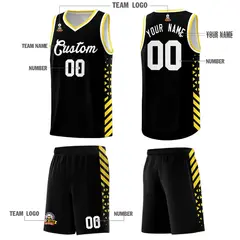 Black Gold White Diamond Stripe Side Basketball Jersey 5