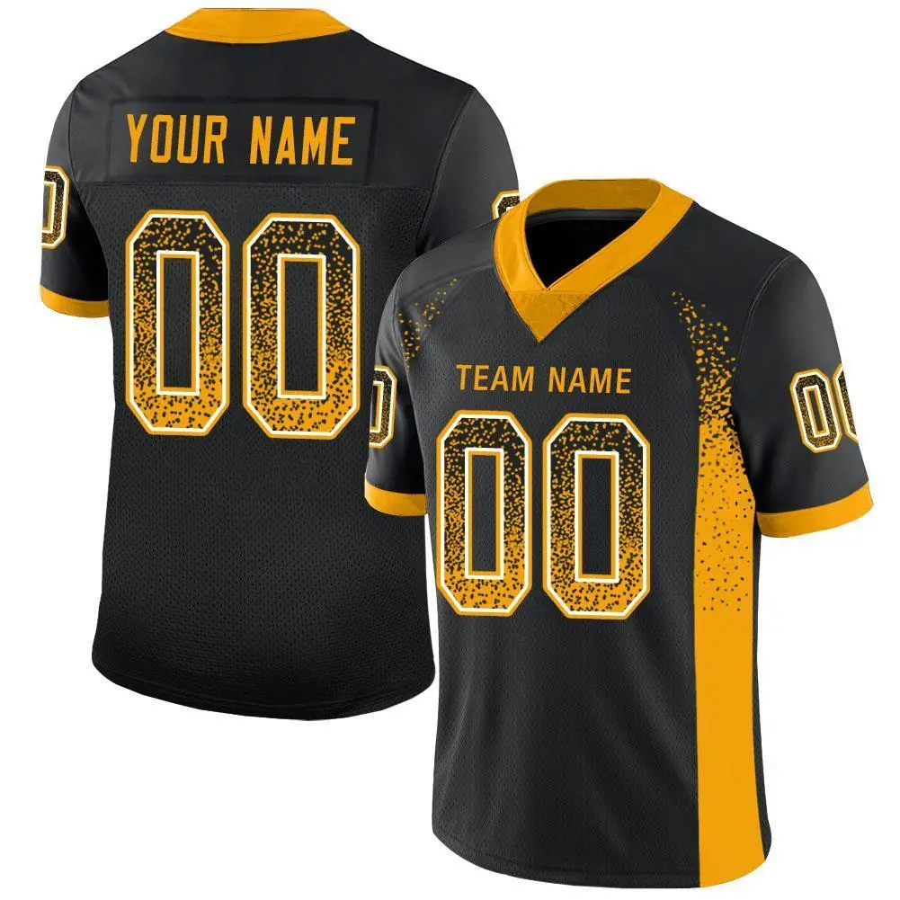 Black Gold-White Drift Mesh Football Jersey