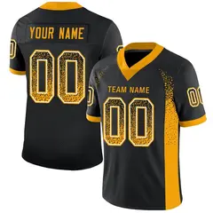 Black Gold-White Drift Mesh Football Jersey 1