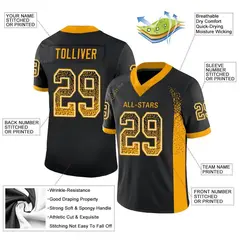 Black Gold-White Drift Mesh Football Jersey 2