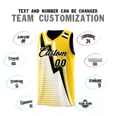 Black Gold White Gradient Lightning Stripes Reversible Basketball Jersey 4