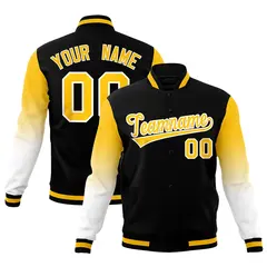 Black Gold White Gradient Varsity Raglan Letterman Jacket 1