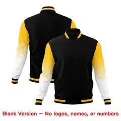 Black Gold White Gradient Varsity Raglan Letterman Jacket 7