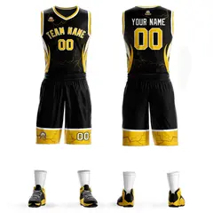 Black Gold White Graffiti Lightning Basketball Jersey