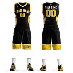 Black Gold White Graffiti Lightning Basketball Jersey