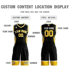 Black Gold White Graffiti Lightning Basketball Jersey 3