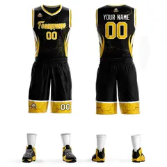 Black Gold White Graffiti Lightning Basketball Jersey