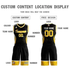 Black Gold White Graffiti Lightning Basketball Jersey 3