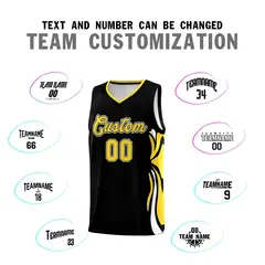 Black Gold White Graffiti Side Curve Basketball Jersey Sets 4