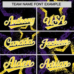 Black Gold White Graffiti Star Ink Texture Baseball Jersey 3