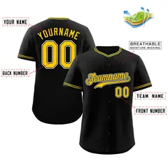 Black Gold-White Hook Classic Authentic Baseball Jersey 2