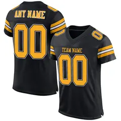 Black Gold-White Mesh Football Jersey 1