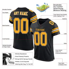 Black Gold-White Mesh Football Jersey 2