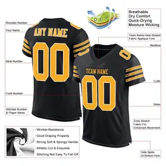 Black Gold-White Mesh Football Jersey 2