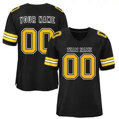 Black Gold-White Mesh Football Jersey 1