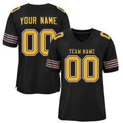 Black Gold-White Mesh Football Jersey 1