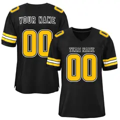 Black Gold-White Mesh Football Jersey 1