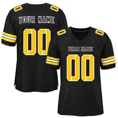 Black Gold-White Mesh Football Jersey 1