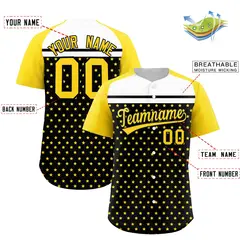 Black Gold-White Raglan Sleeve Star Print Baseball Jersey 2