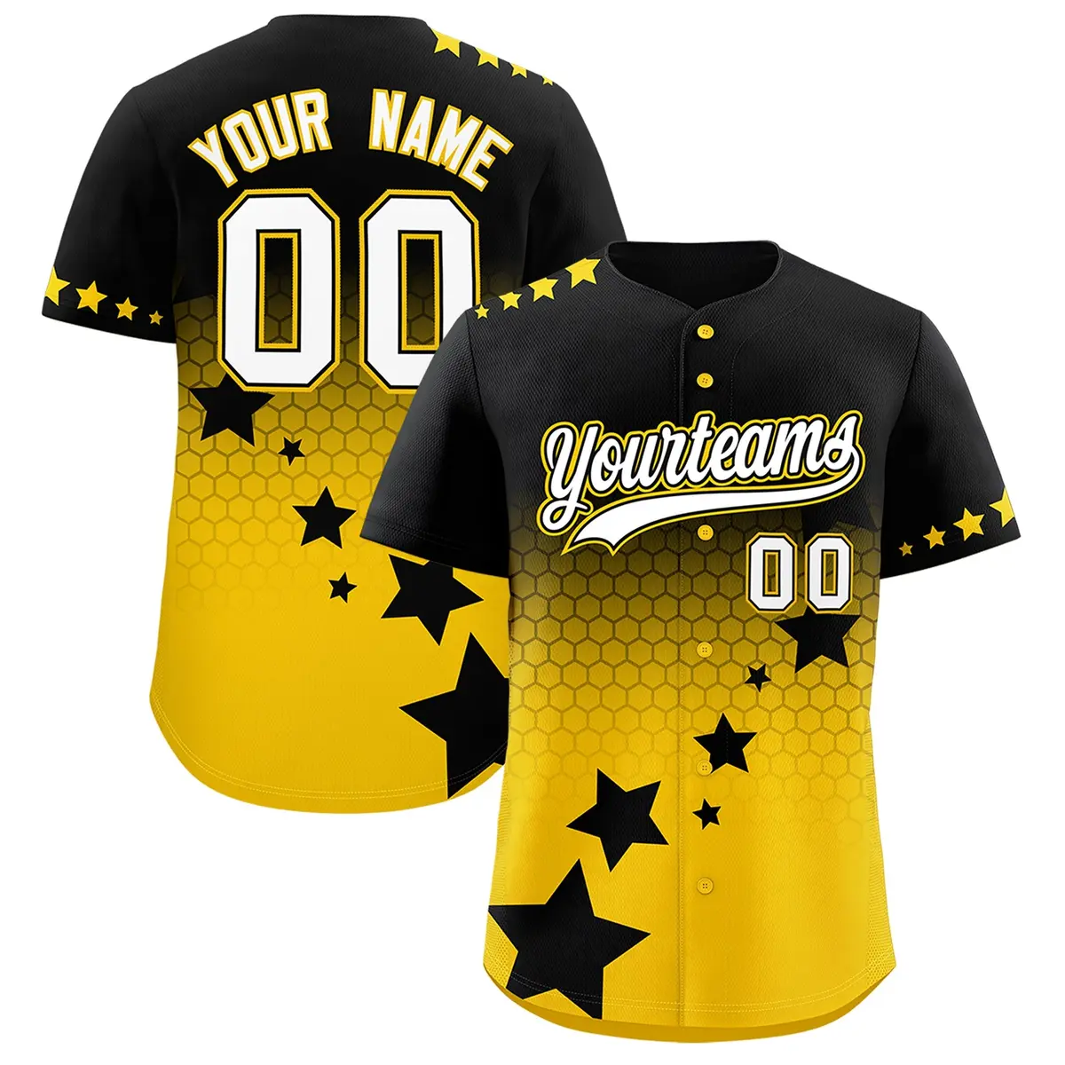 Black Gold White Rising Stars Gradient Baseball Jersey