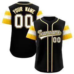 Black Gold White Sleeve Flag Lace Baseball Jersey 1