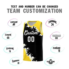 Black Gold-White Sparkle Print Basketball Kits 4