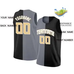 Black Gold-White Split Fashion Basketball Jersey 2