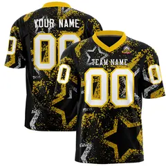 Black Gold White Star Graffiti Authentic Football Jersey 1