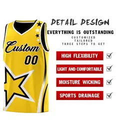 Black Gold White Star Series Reversible Basketball Jersey Set 3