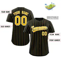 Black Gold-White Stripe Authentic Fashion Baseball Jersey 2