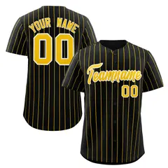 Black Gold-White Stripe Authentic Fashion Baseball Jersey