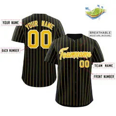 Black Gold-White Stripe Authentic Fashion Baseball Jersey 2