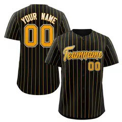 Black Gold-White Stripe Authentic Fashion Baseball Jersey
