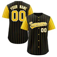 Black Gold-White Stripe Raglan Baseball Jersey 1