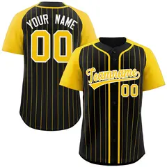 Black Gold-White Stripe Raglan Baseball Jersey