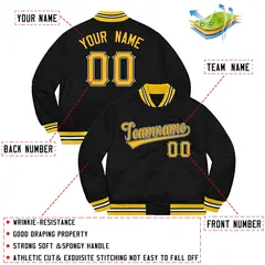 Black Gold-White Varsity Full-Snap Letterman Jacket 2
