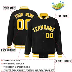 Black Gold-White Varsity Full-Snap Letterman Jacket 2