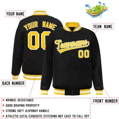 Black Gold-White Varsity Full-Snap Letterman Jacket 2