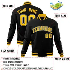 Black Gold-White Varsity Full-Snap Letterman Jacket 5