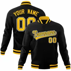 Black Gold-White Varsity Full-Snap Letterman Jacket
