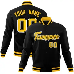 Black Gold-White Varsity Full-Snap Letterman Jacket