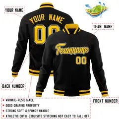 Black Gold-White Varsity Full-Snap Letterman Jacket 4
