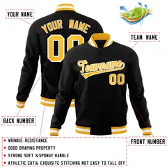 Black Gold-White Varsity Full-Snap Letterman Jacket 4