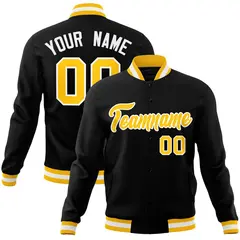 Black Gold-White Varsity Full-Snap Letterman Jacket