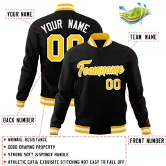 Black Gold-White Varsity Full-Snap Letterman Jacket 4