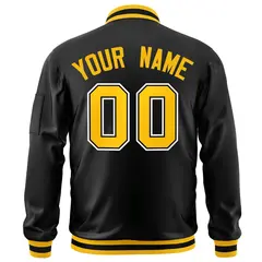 Black Gold-White Varsity Full-Zip Letterman Bomber Jacket 4