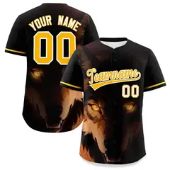 Black Gold White Wolf Graffiti Baseball Jersey