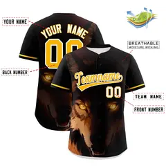 Black Gold White Wolf Graffiti Baseball Jersey 2